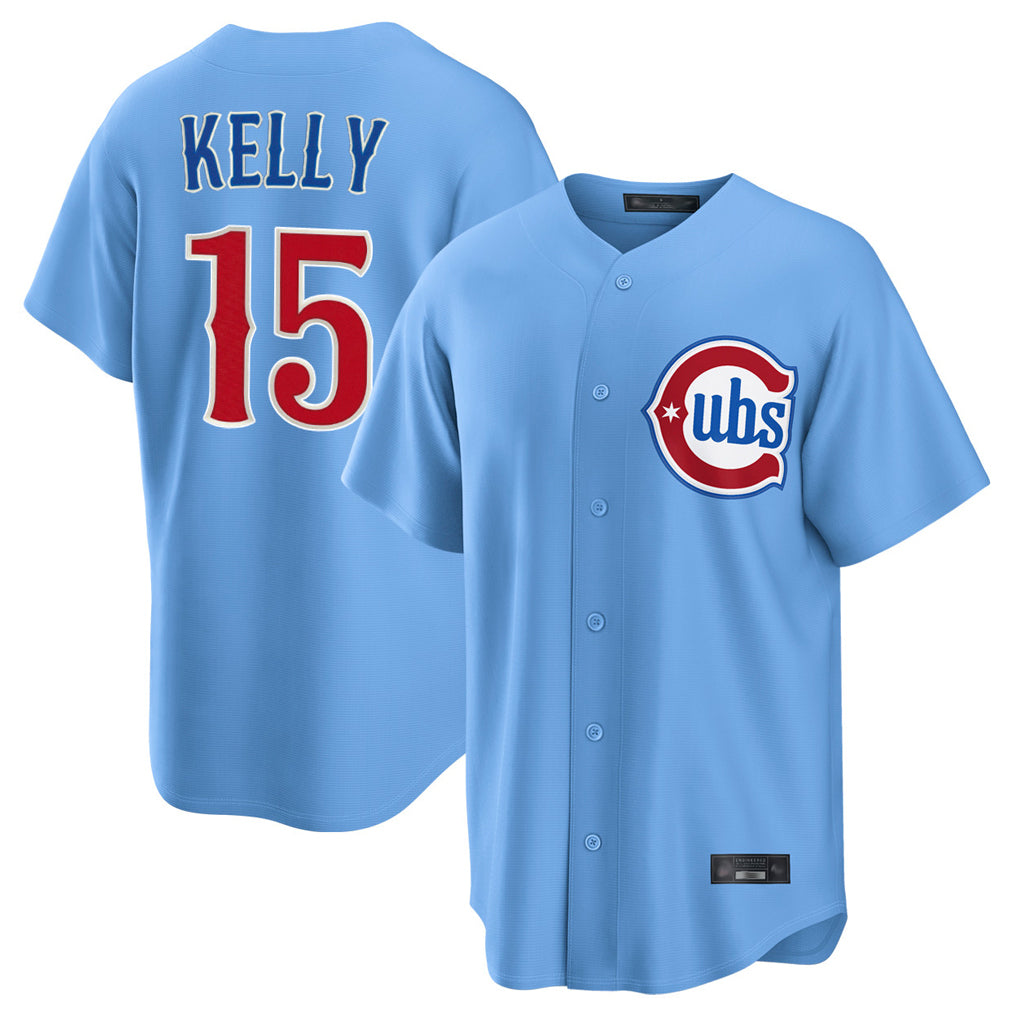 Lashops C.Cubs #15 Carson Kelly Player Light Blue Home Game Stitched Jerseys
