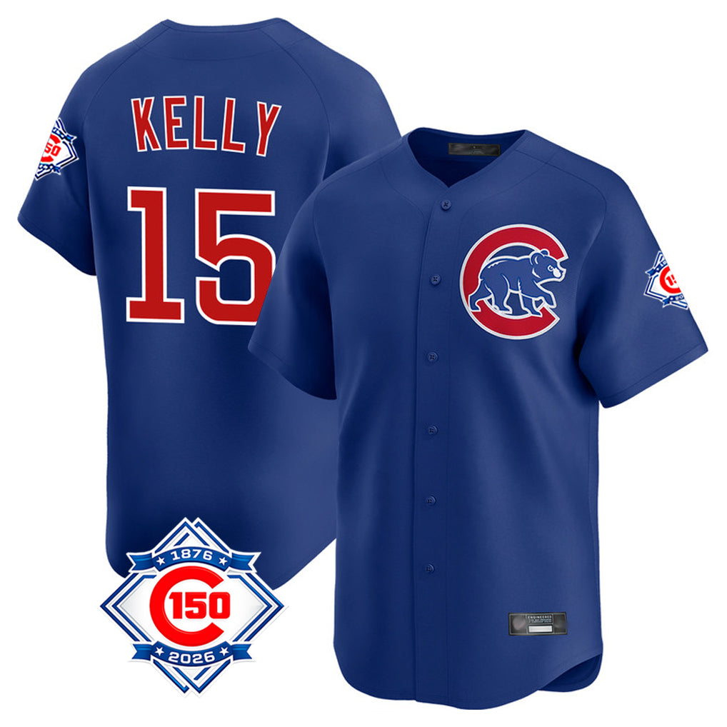 Lashops C.Cubs #15 Carson Kelly Player Royal 150th Anniversary Limited Home Stitched Jerseys