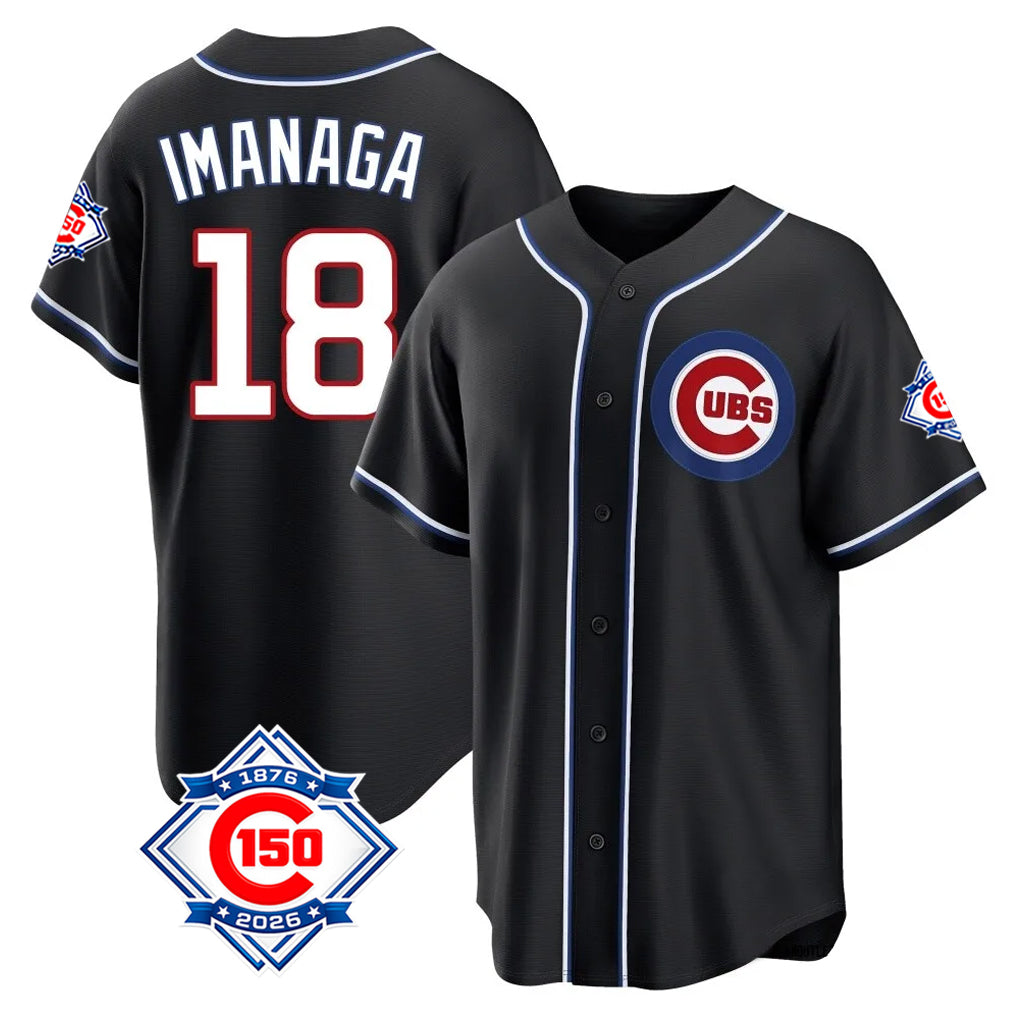 Lashops C.Cubs #18 Shota Imanaga Player Black Fashion Out 150th Anniversary Game Stitched Jerseys