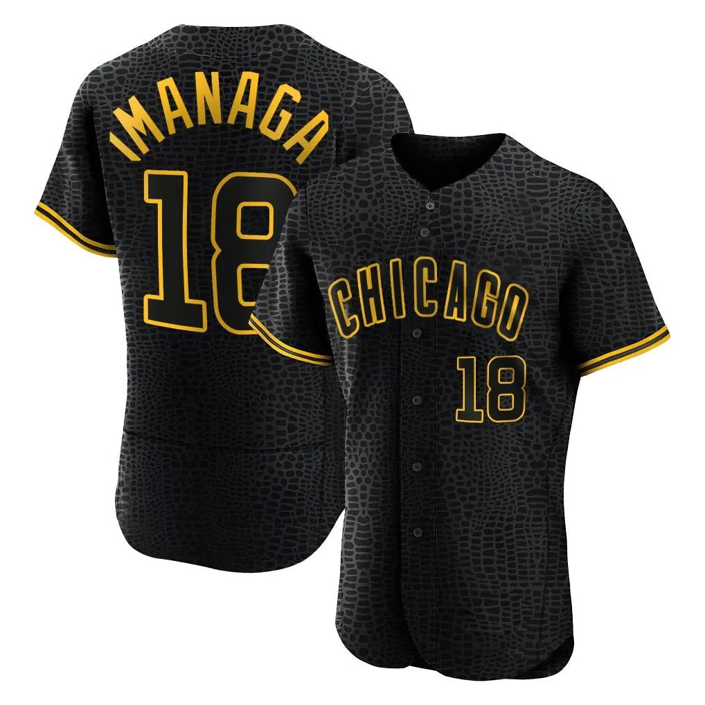 Lashops C.Cubs #18 Shota Imanaga Player Black Snake Skin City Limited Elite Home Game Stitched Jerseys