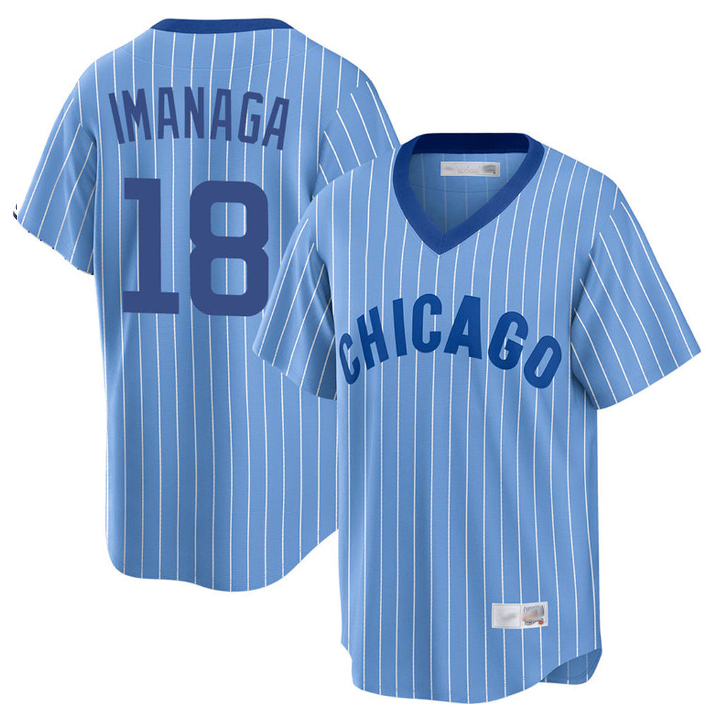 Lashops C.Cubs #18 Shota Imanaga Player Blue T-shirt Cooperstown Collection Limited Stitched Jerseys