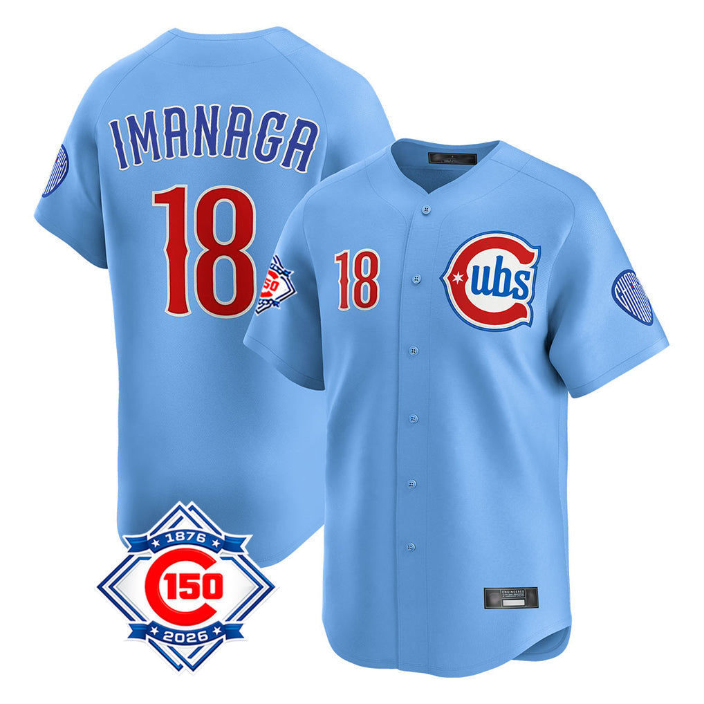 Lashops C.Cubs #18 Shota Imanaga Player Light Blue 150th Anniversary Limited Home Stitched Jerseys