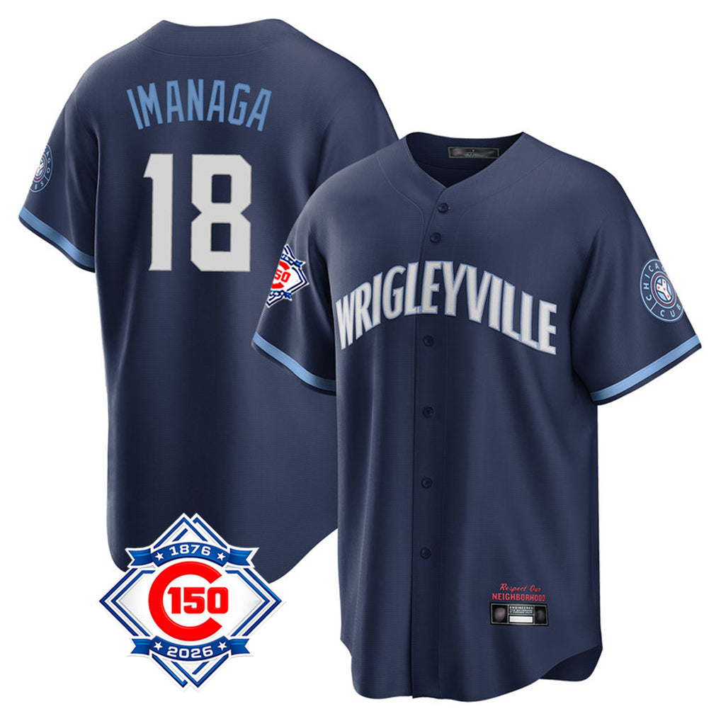 Lashops C.Cubs #18 Shota Imanaga Player Navy 150th Anniversary City Connect Home Game Stitched Jerseys