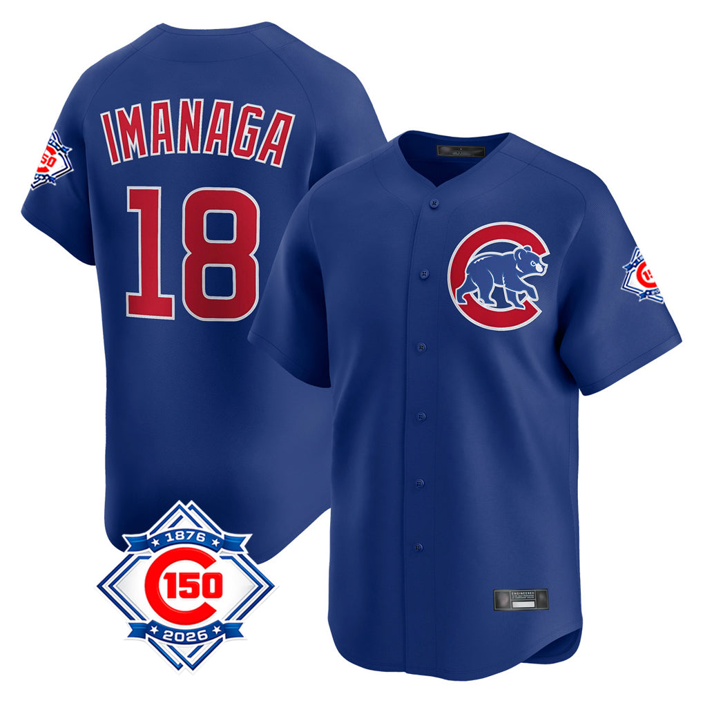 Lashops C.Cubs #18 Shota Imanaga Player Royal 150th Anniversary Limited Home Stitched Jerseys