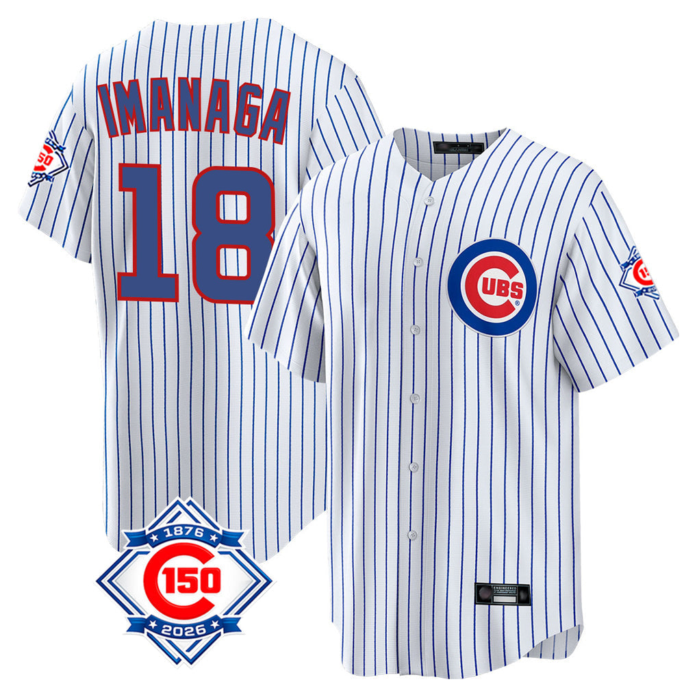 Lashops C.Cubs #18 Shota Imanaga Player White 150th Anniversary Home Game Stitched Jerseys