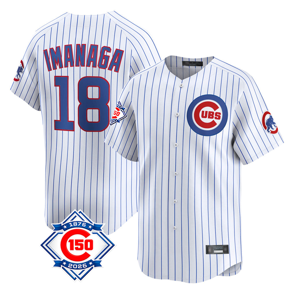Lashops C.Cubs #18 Shota Imanaga Player White 150th Anniversary Limited Home Game Stitched Jerseys