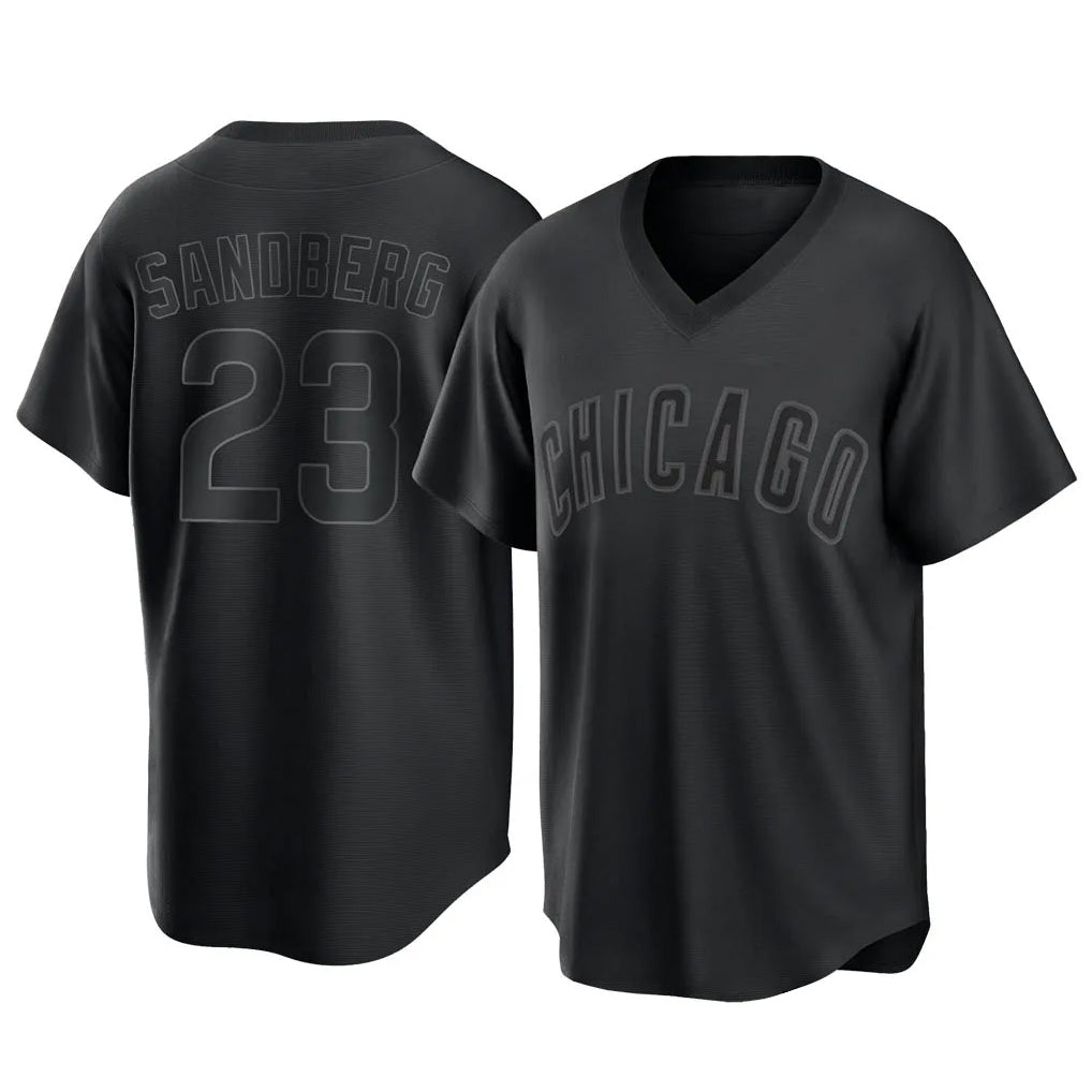 Lashops C.Cubs #23 Ryne Sandberg Player Black T-shirt Home Game Stitched Jerseys