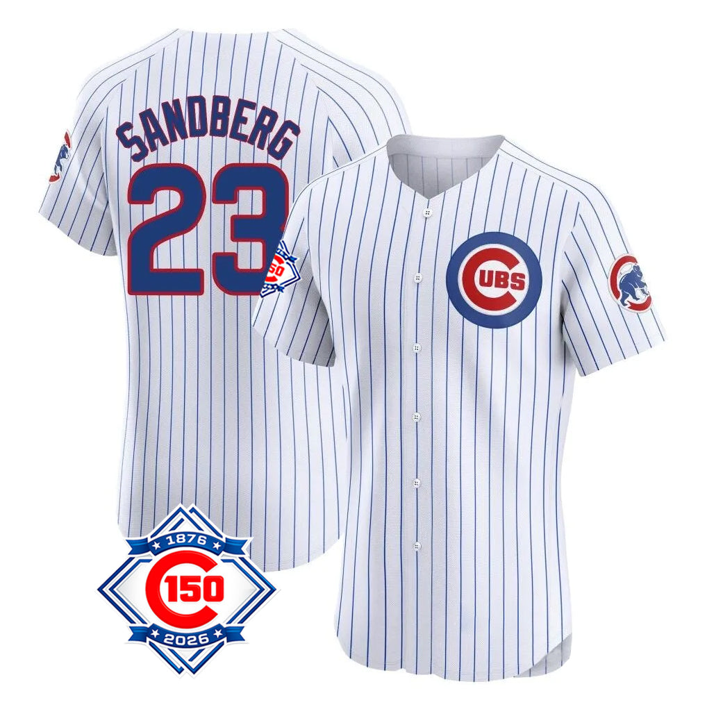 Lashops C.Cubs #23 Ryne Sandberg Player White 150th Anniversary Limited Elite Home Game Stitched Jerseys