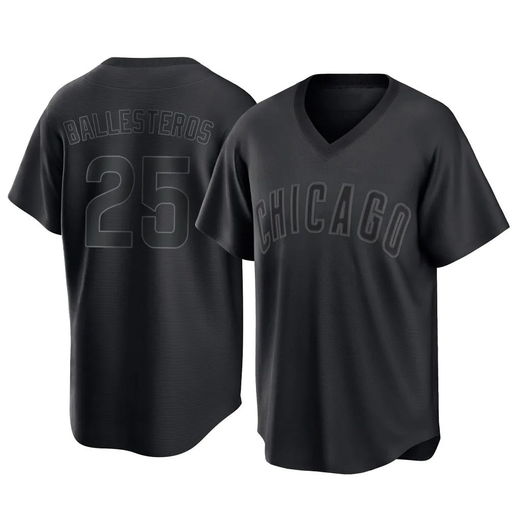 Lashops C.Cubs #25 Mois¨¦s Ballesteros Player Black T-shirt Home Game Stitched Jerseys