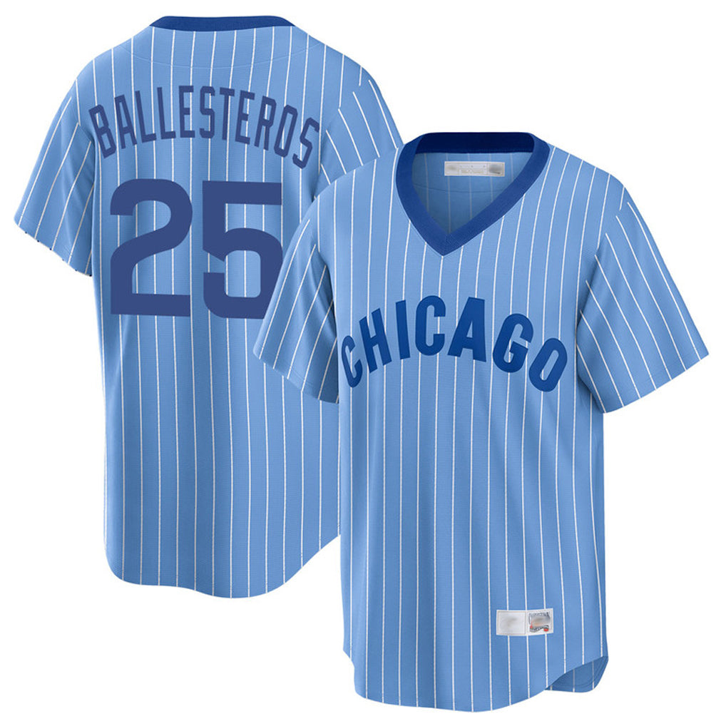 Lashops C.Cubs #25 Mois¨¦s Ballesteros Player Blue T-shirt Cooperstown Collection Limited Stitched Jerseys