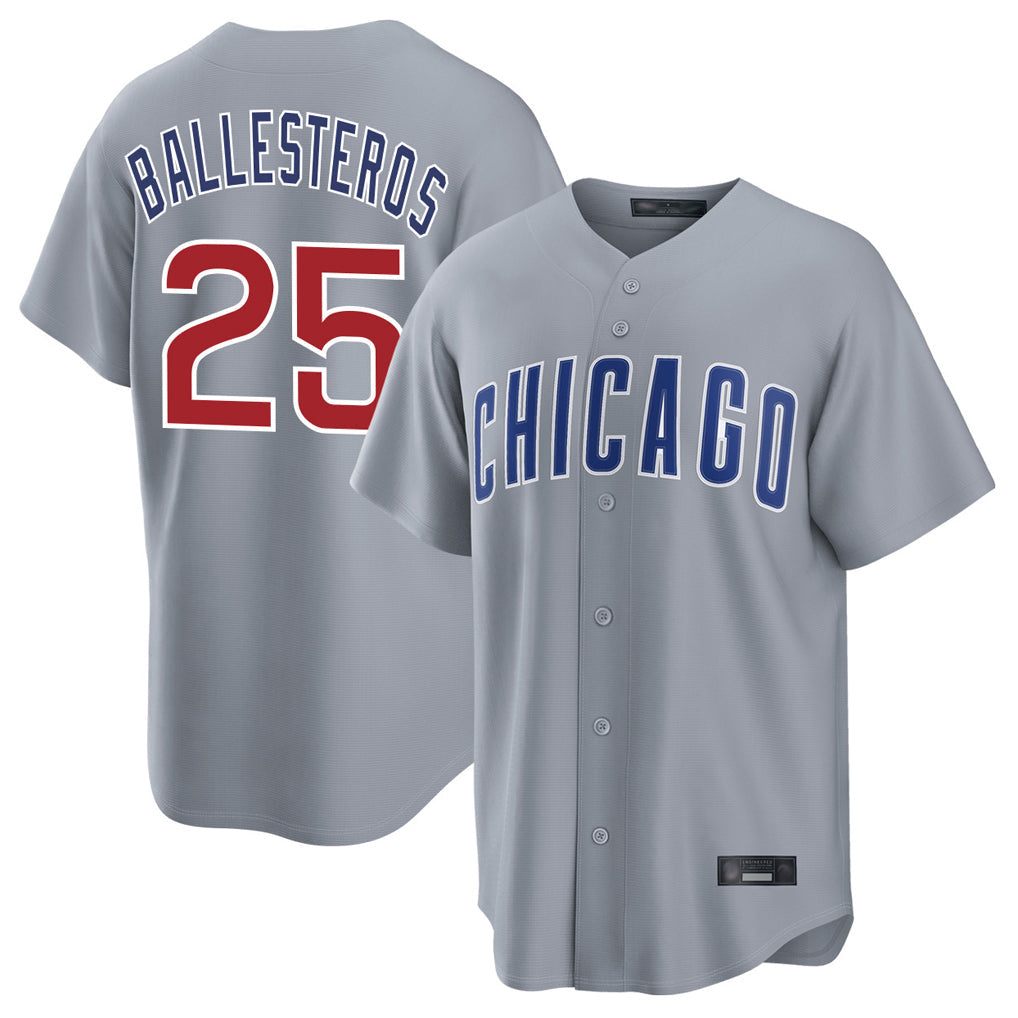 Lashops C.Cubs #25 Mois¨¦s Ballesteros Player Gray Home Game Stitched Jerseys