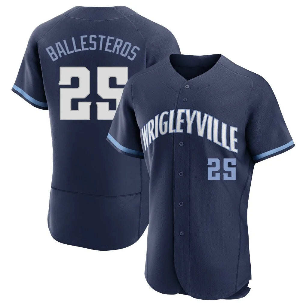 Lashops C.Cubs #25 Mois¨¦s Ballesteros Player Navy City Connect Limited Elite Home Stitched Jerseys
