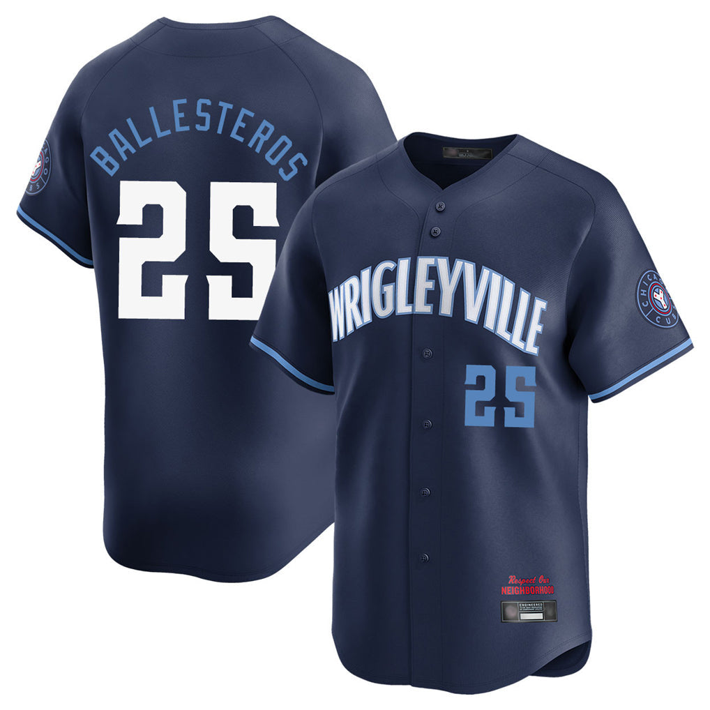 Lashops C.Cubs #25 Mois¨¦s Ballesteros Player Navy City Connect Limited Home Stitched Jerseys