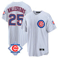 Lashops C.Cubs #25 Mois¨¦s Ballesteros Player White 150th Anniversary Home Game Stitched Jerseys