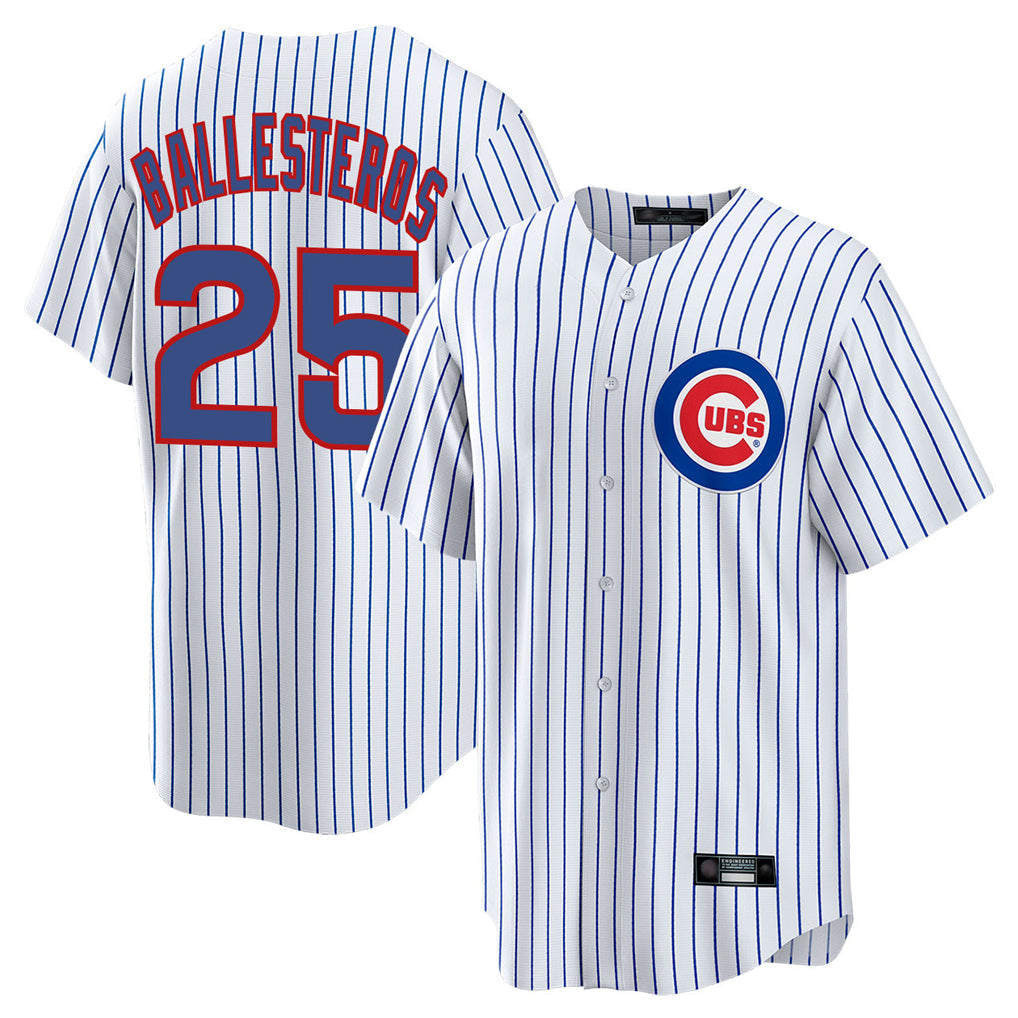Lashops C.Cubs #25 Mois¨¦s Ballesteros Player White Game Home Stitched Jerseys