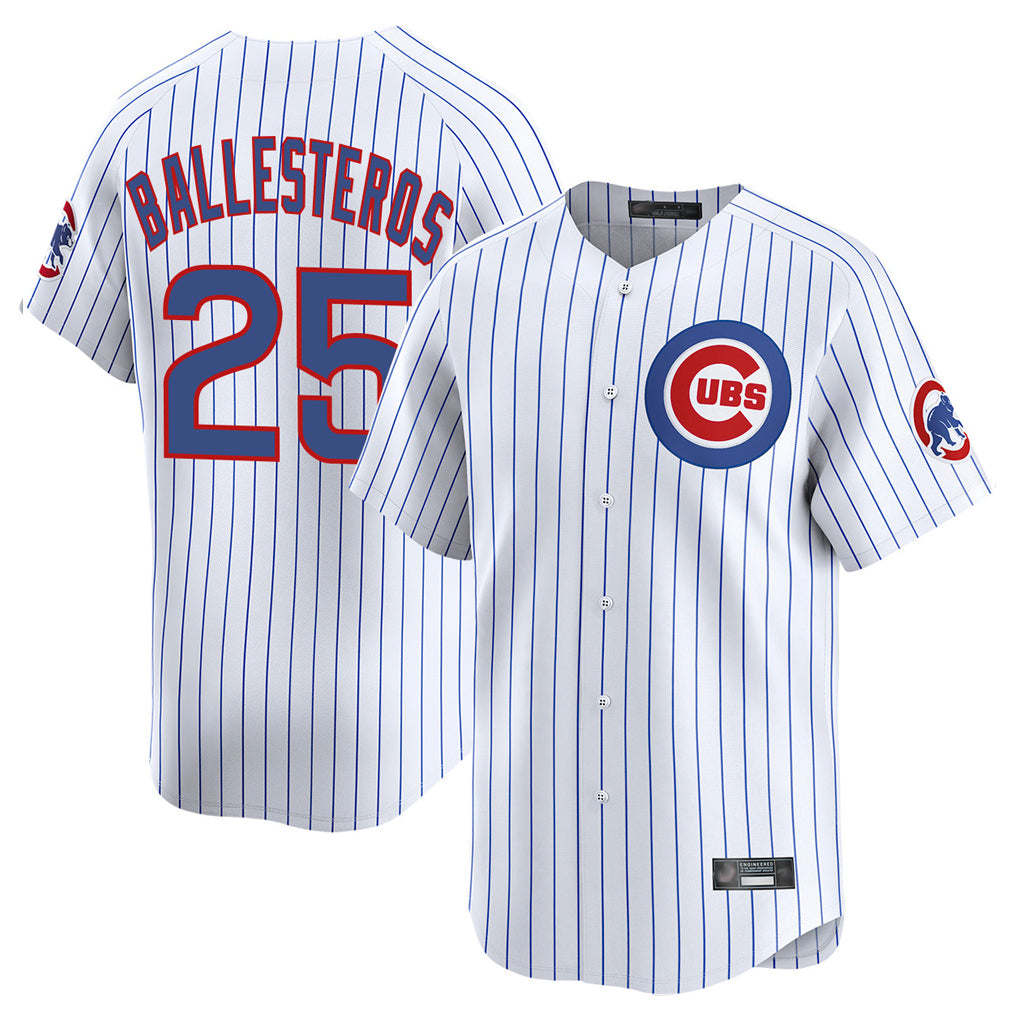 Lashops C.Cubs #25 Mois¨¦s Ballesteros Player White Limited Home Game Stitched Jerseys