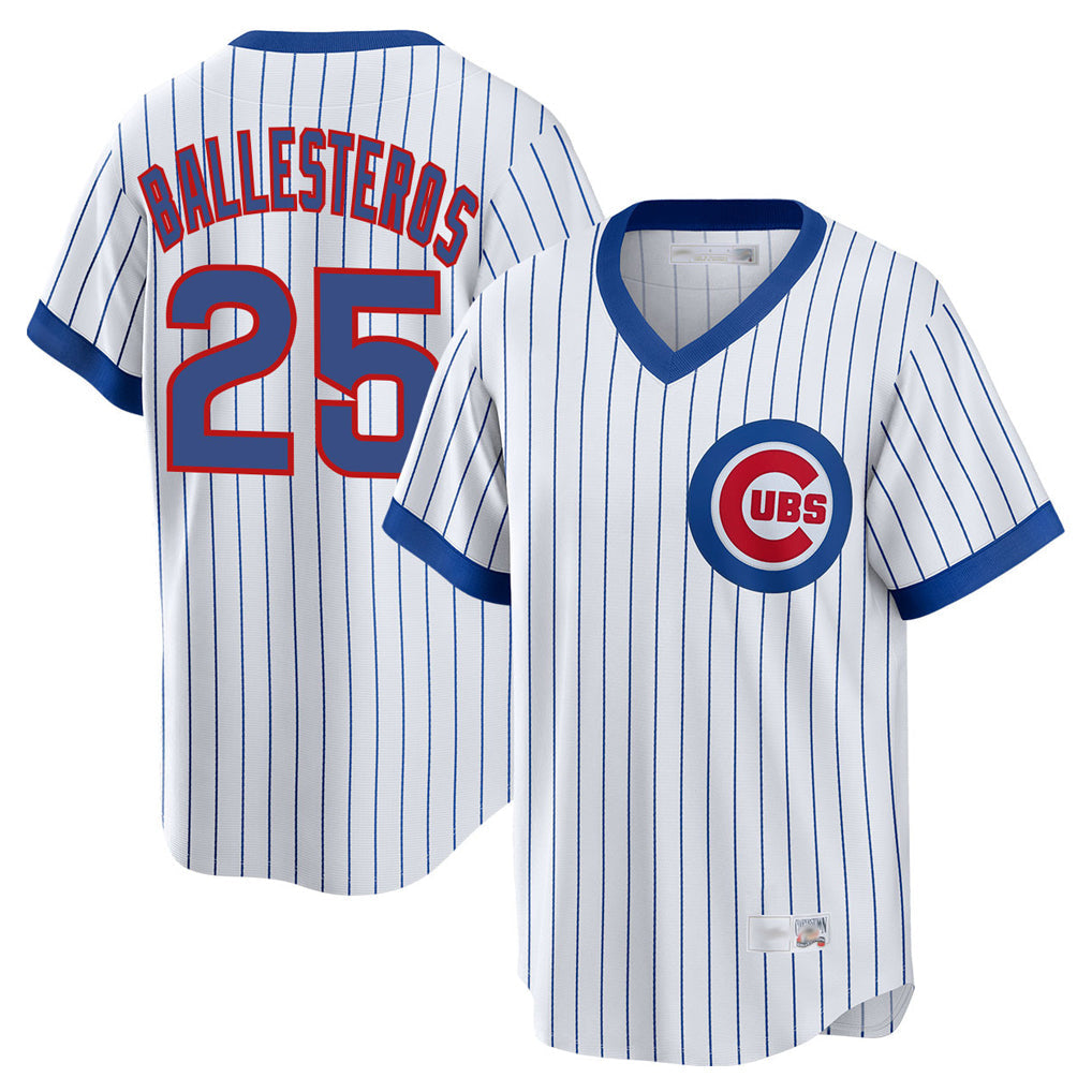 Lashops C.Cubs #25 Mois¨¦s Ballesteros Player White T-shirt Cooperstown Collection Limited Stitched Jerseys