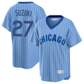 Lashops C.Cubs #27 Seiya Suzuki Player Blue T-shirt Cooperstown Collection Limited Stitched Jerseys