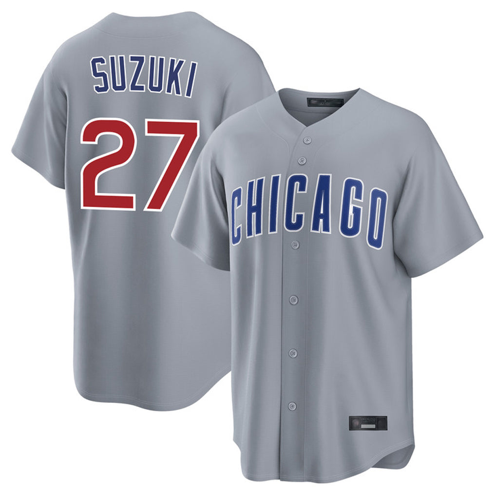 Lashops C.Cubs #27 Seiya Suzuki Player Gray Home Game Stitched Jerseys