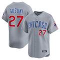 Lashops C.Cubs #27 Seiya Suzuki Player Gray Road Limited Home Stitched Jerseys