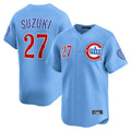 Lashops C.Cubs #27 Seiya Suzuki Player Light Blue Limited Home Stitched Jerseys