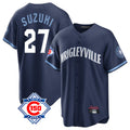 Lashops C.Cubs #27 Seiya Suzuki Player Navy 150th Anniversary City Connect Home Game Stitched Jerseys