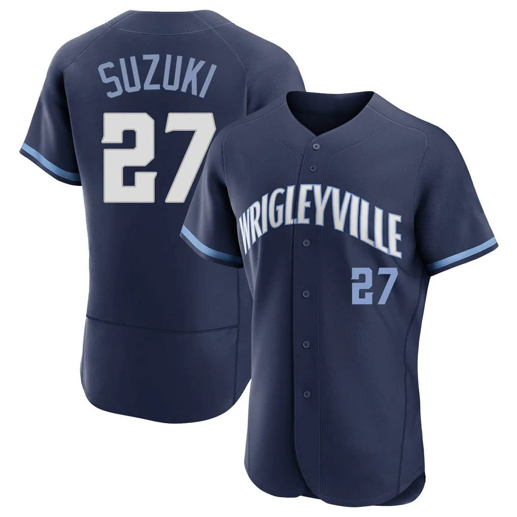 Lashops C.Cubs #27 Seiya Suzuki Player Navy City Connect Limited Elite Home Stitched Jerseys