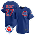 Lashops C.Cubs #27 Seiya Suzuki Player Royal 150th Anniversary Limited Home Stitched Jerseys