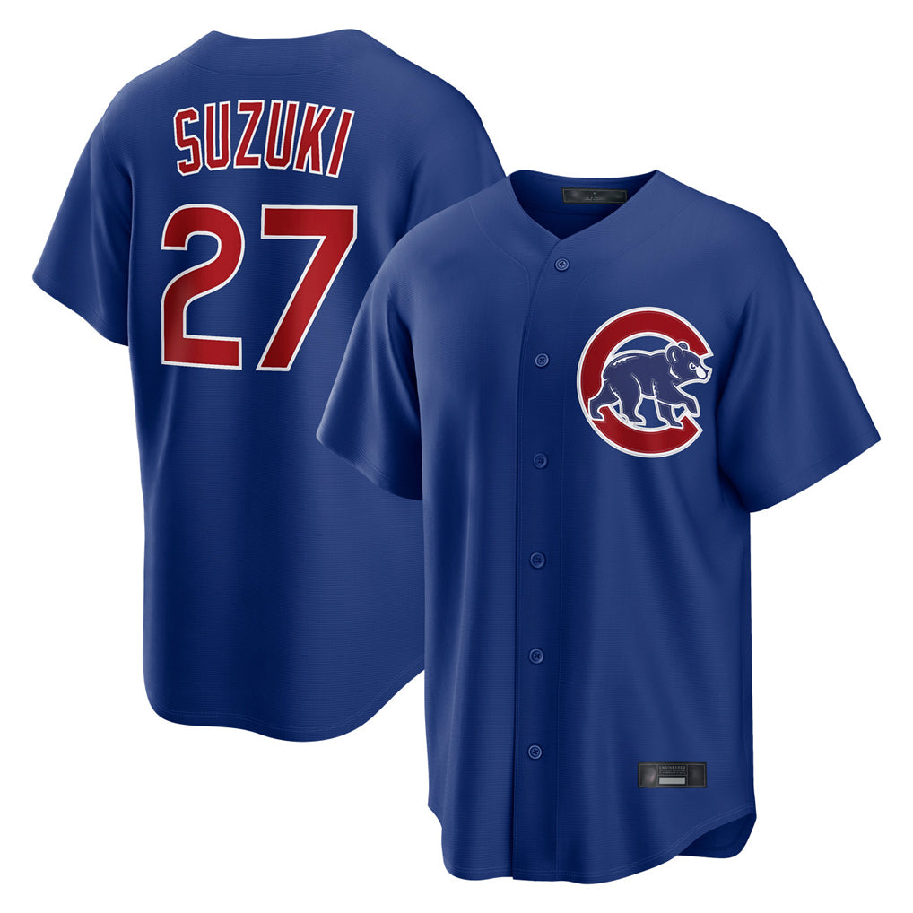 Lashops C.Cubs #27 Seiya Suzuki Player Royal Home Game Stitched Jerseys