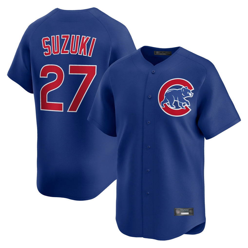 Lashops C.Cubs #27 Seiya Suzuki Player Royal Limited Home Stitched Jerseys