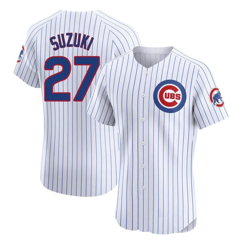 Lashops C.Cubs #27 Seiya Suzuki Player White Limited Elite Home Game Stitched Jerseys