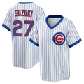 Lashops C.Cubs #27 Seiya Suzuki Player White T-shirt Cooperstown Collection Limited Stitched Jerseys