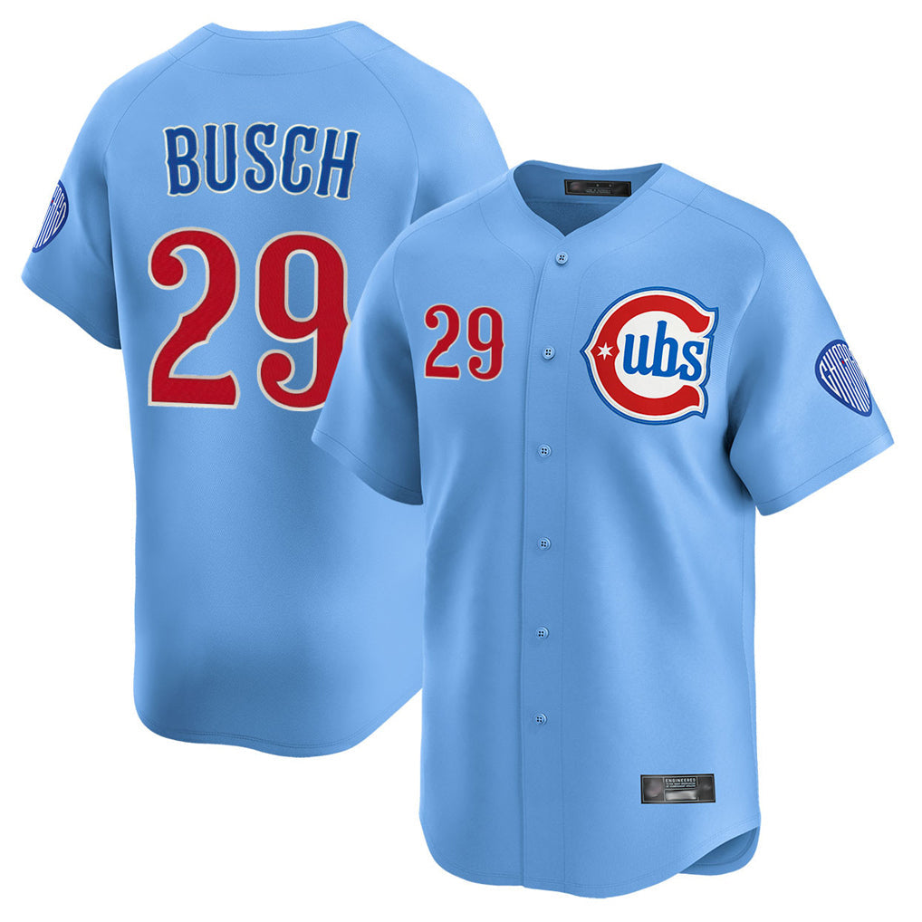 Lashops C.Cubs #29 Michael Busch Player Light Blue Limited Home Stitched Jerseys
