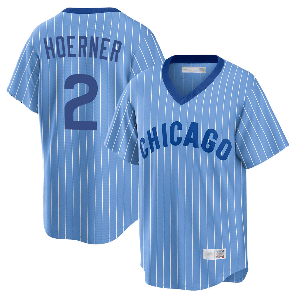 Lashops C.Cubs #2 Nico Hoerner Player Blue T-shirt Cooperstown Collection Limited Stitched Jerseys