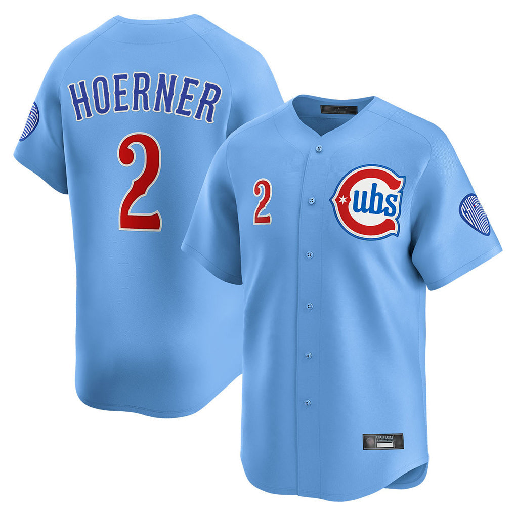 Lashops C.Cubs #2 Nico Hoerner Player Light Blue Limited Home Stitched Jerseys