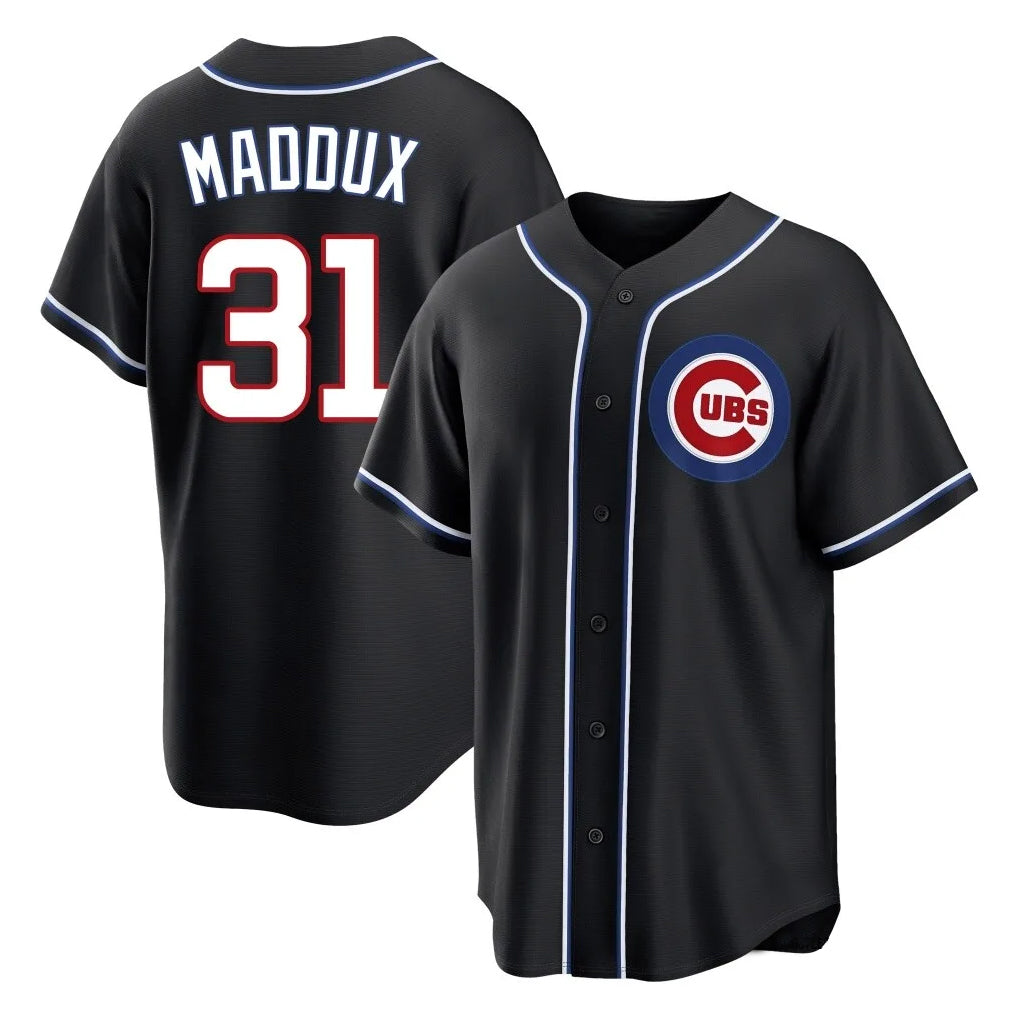Lashops C.Cubs #31 Greg Maddux Player Black Fashion Out Game Stitched Jerseys