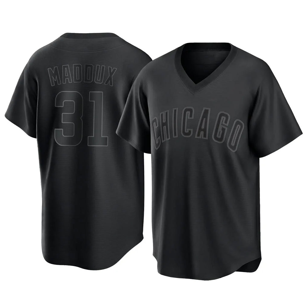 Lashops C.Cubs #31 Greg Maddux Player Black T-shirt Home Game Stitched Jerseys