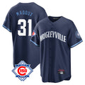 Lashops C.Cubs #31 Greg Maddux Player Navy 150th Anniversary City Connect Home Game Stitched Jerseys