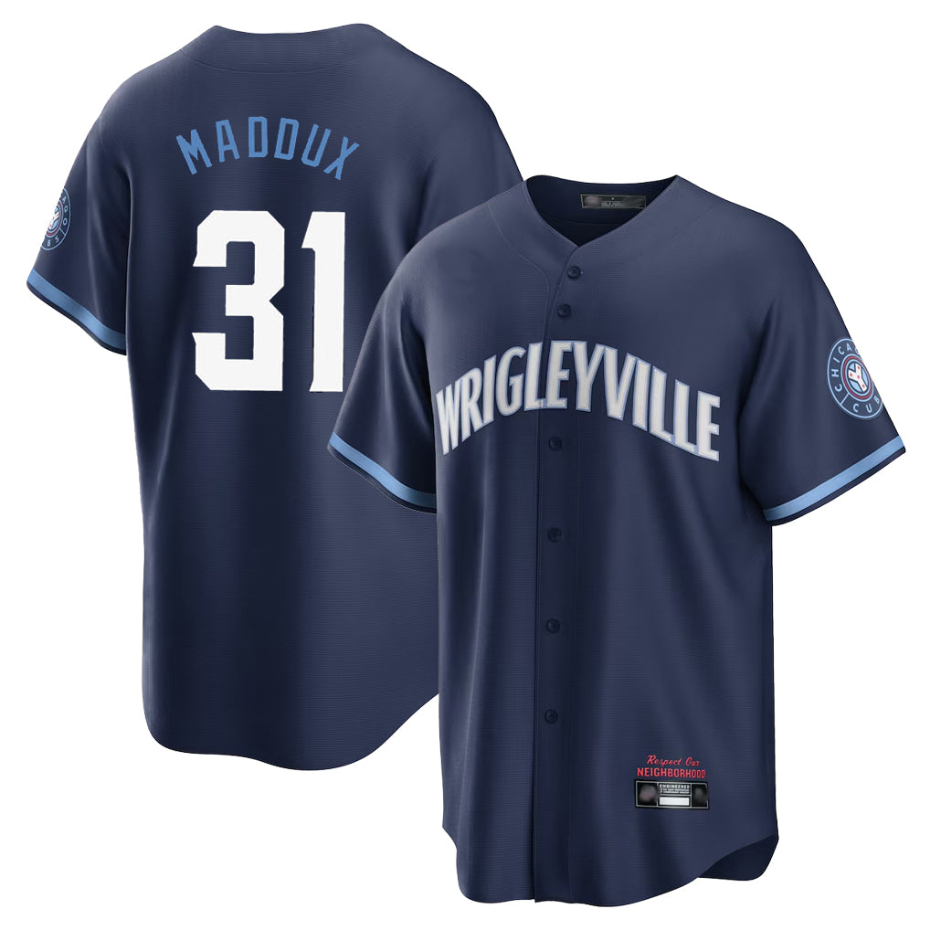 Lashops C.Cubs #31 Greg Maddux Player Navy City Connect Home Game Stitched Jerseys