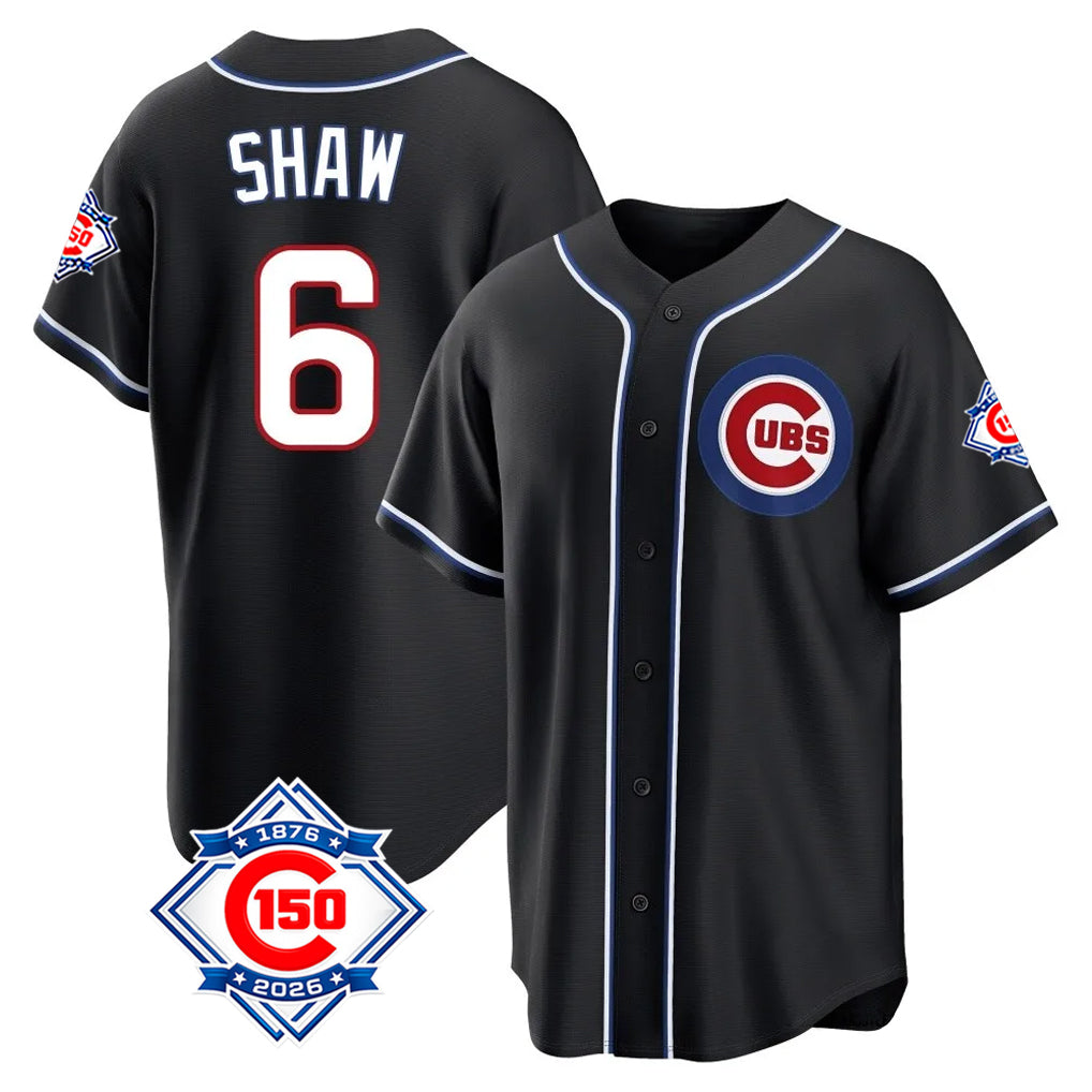 Lashops C.Cubs #6 Matt Shaw Player Black Fashion Out 150th Anniversary Game Stitched Jerseys