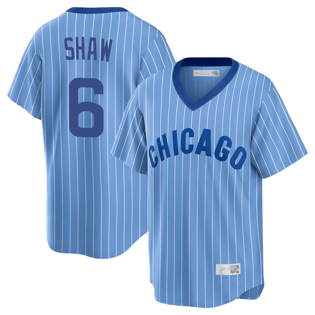 Lashops C.Cubs #6 Matt Shaw Player Blue T-shirt Cooperstown Collection Limited Stitched Jerseys