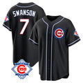 Lashops C.Cubs #7 Dansby Swanson Player Black Fashion Out 150th Anniversary Game Stitched Jerseys