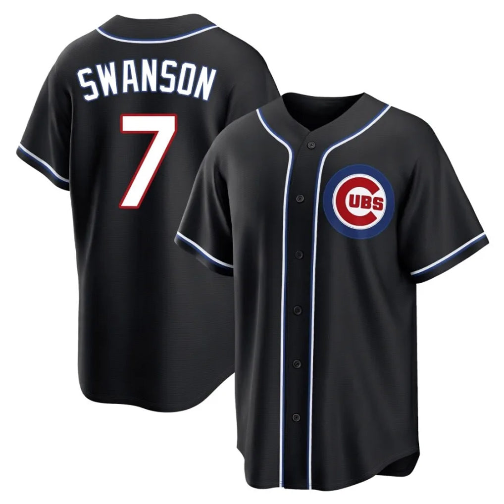 Lashops C.Cubs #7 Dansby Swanson Player Black Fashion Out Game Stitched Jerseys