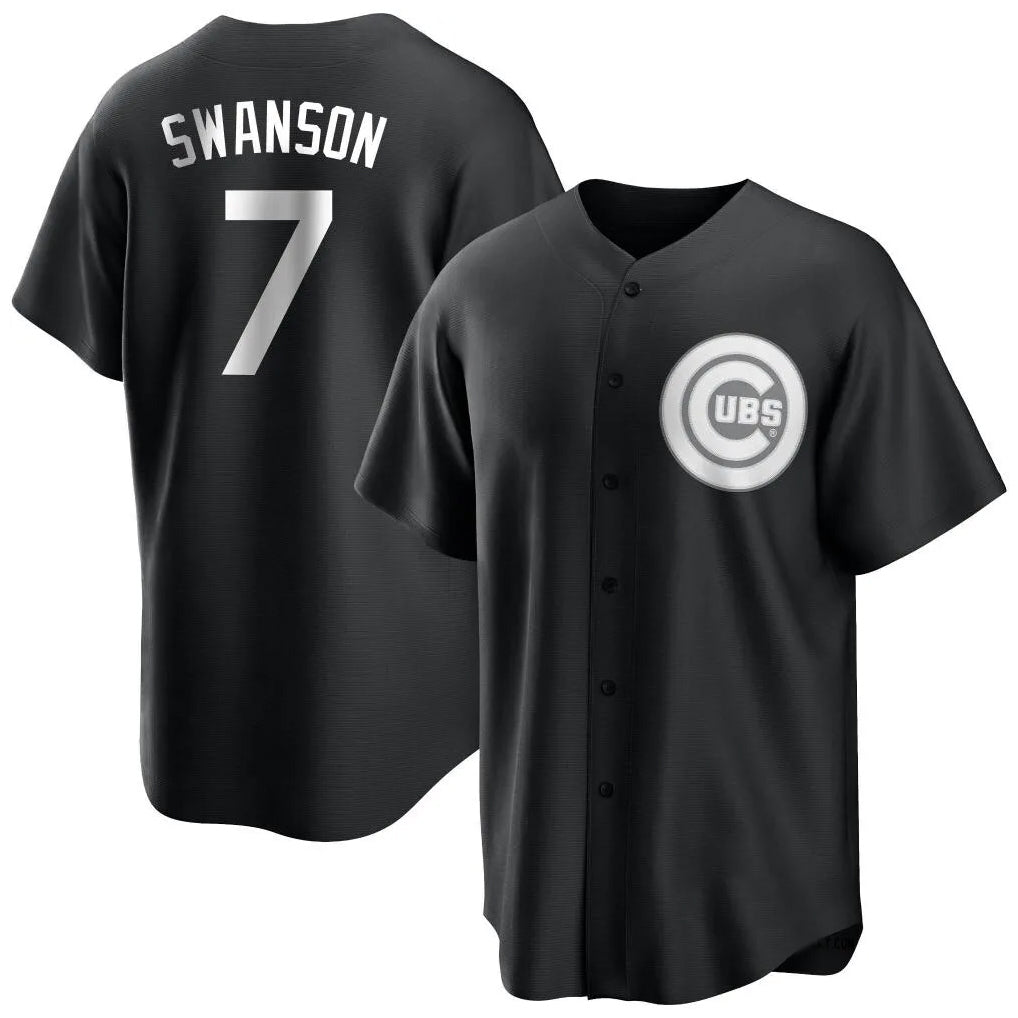 Lashops C.Cubs #7 Dansby Swanson Player Black Game Stitched Jerseys