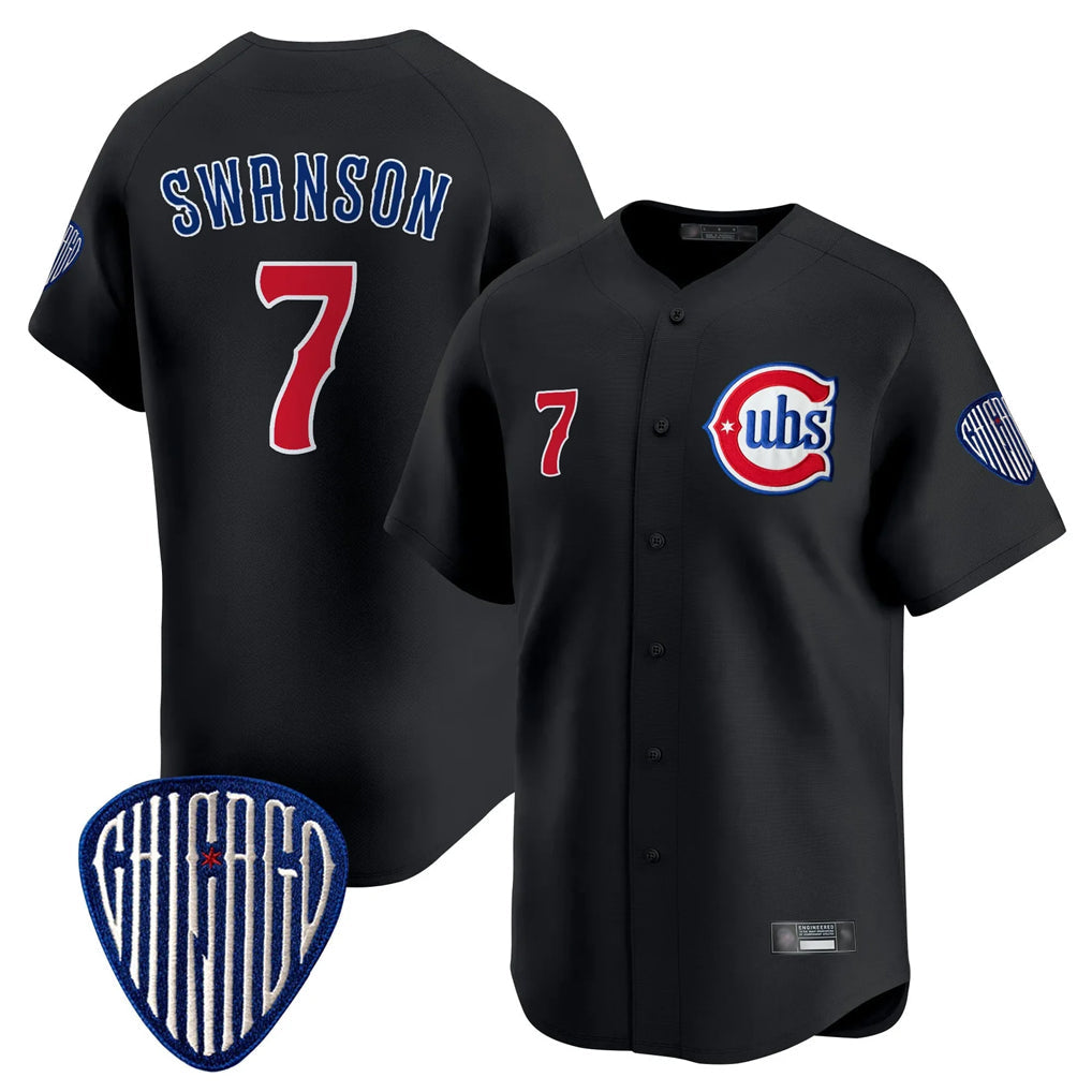 Lashops C.Cubs #7 Dansby Swanson Player Black Vapor Premier Limited Home Stitched Jerseys