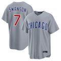 Lashops C.Cubs #7 Dansby Swanson Player Gray Home Game Stitched Jerseys