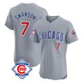 Lashops C.Cubs #7 Dansby Swanson Player Gray Road 150th Anniversary Limited Elite Home Stitched Jerseys