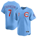 Lashops C.Cubs #7 Dansby Swanson Player Light Blue Limited Home Stitched Jerseys