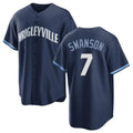 Lashops C.Cubs #7 Dansby Swanson Player Navy City Connect Home Game Stitched Jerseys