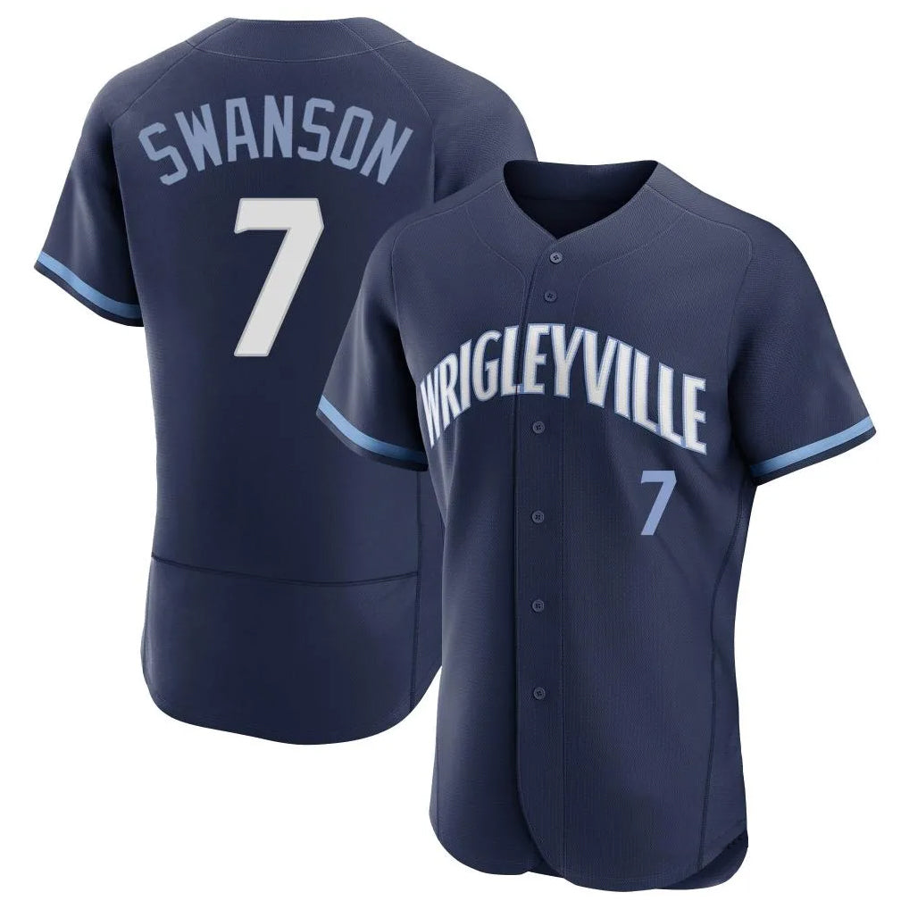 Lashops C.Cubs #7 Dansby Swanson Player Navy City Connect Limited Elite Home Stitched Jerseys